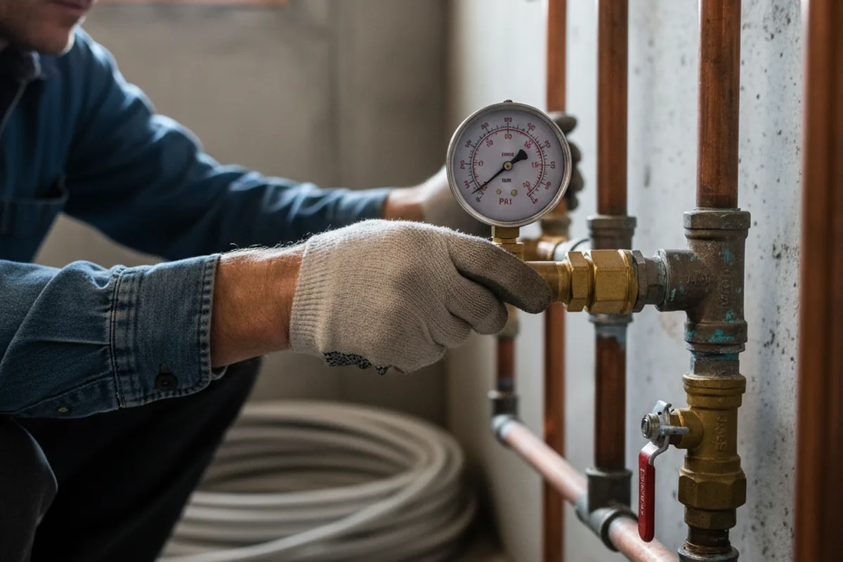 Pressure testing a repaired line during Water Line Repair in Greensboro